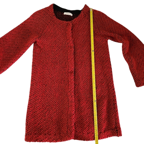 NORTHLAND VICOLO red black knit wool cashmere blend cardigan coat jacket - Picture 10 of 12